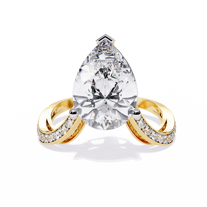 The Pear-Shaped Solitaire Diamond Ring with Pave Set Accent Stones - 5.00 Ct