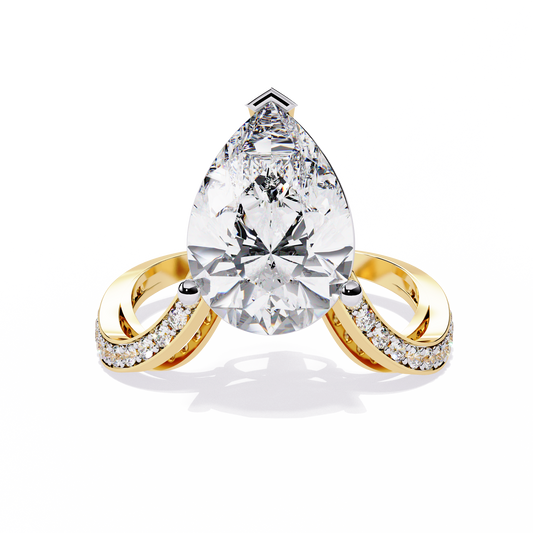 The Pear-Shaped Solitaire Diamond Ring with Pave Set Accent Stones - 5.00 Ct