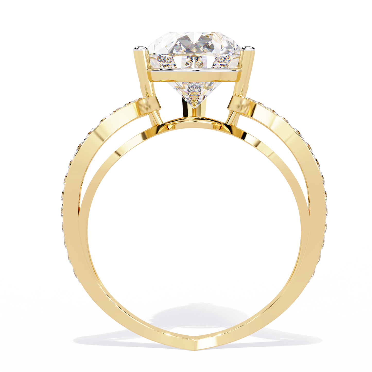 The Pear-Shaped Solitaire Diamond Ring with Pave Set Accent Stones - 5.00 Ct