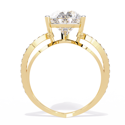 The Pear-Shaped Solitaire Diamond Ring with Pave Set Accent Stones - 5.00 Ct