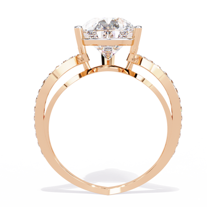 The Pear-Shaped Solitaire Diamond Ring with Pave Set Accent Stones - 5.00 Ct