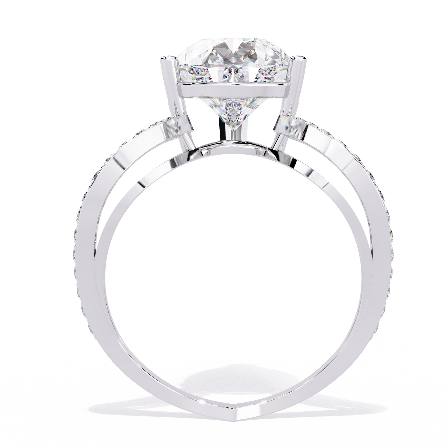 The Pear-Shaped Solitaire Diamond Ring with Pave Set Accent Stones - 5.00 Ct