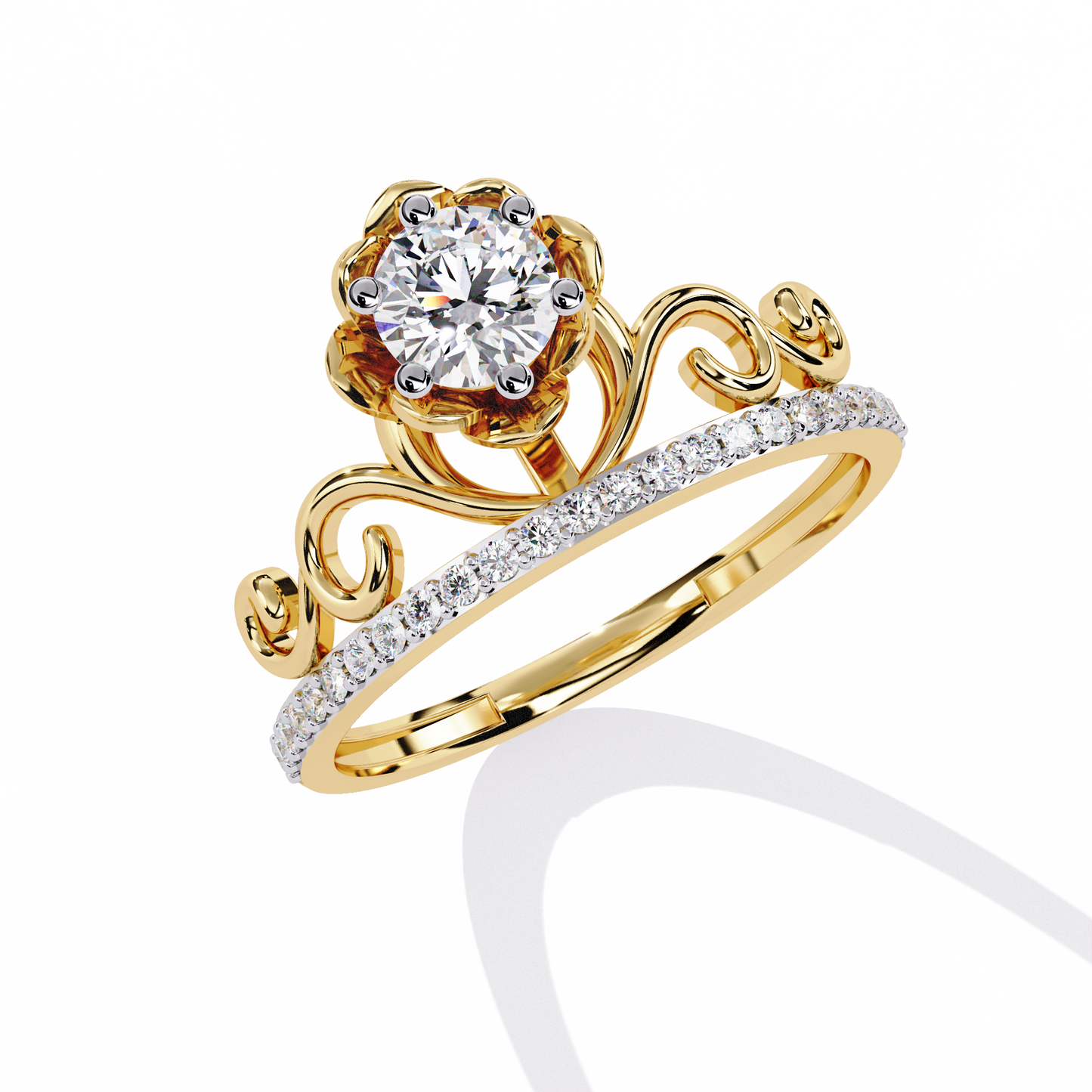 The Crown Jewel Rose Diamond Engagement Ring In Gold - 0.56Ct