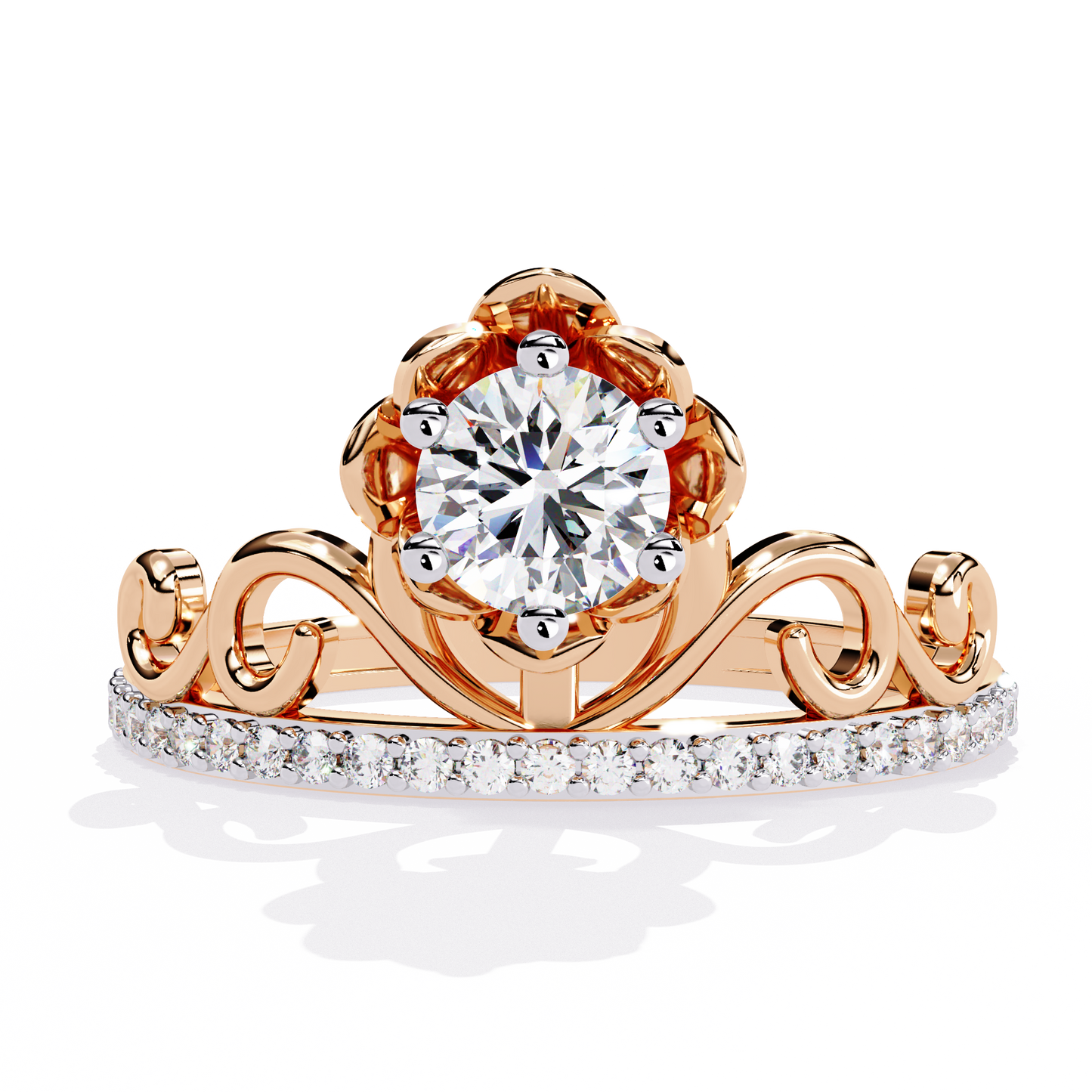 The Crown Jewel Rose Diamond Engagement Ring In Gold - 0.56Ct