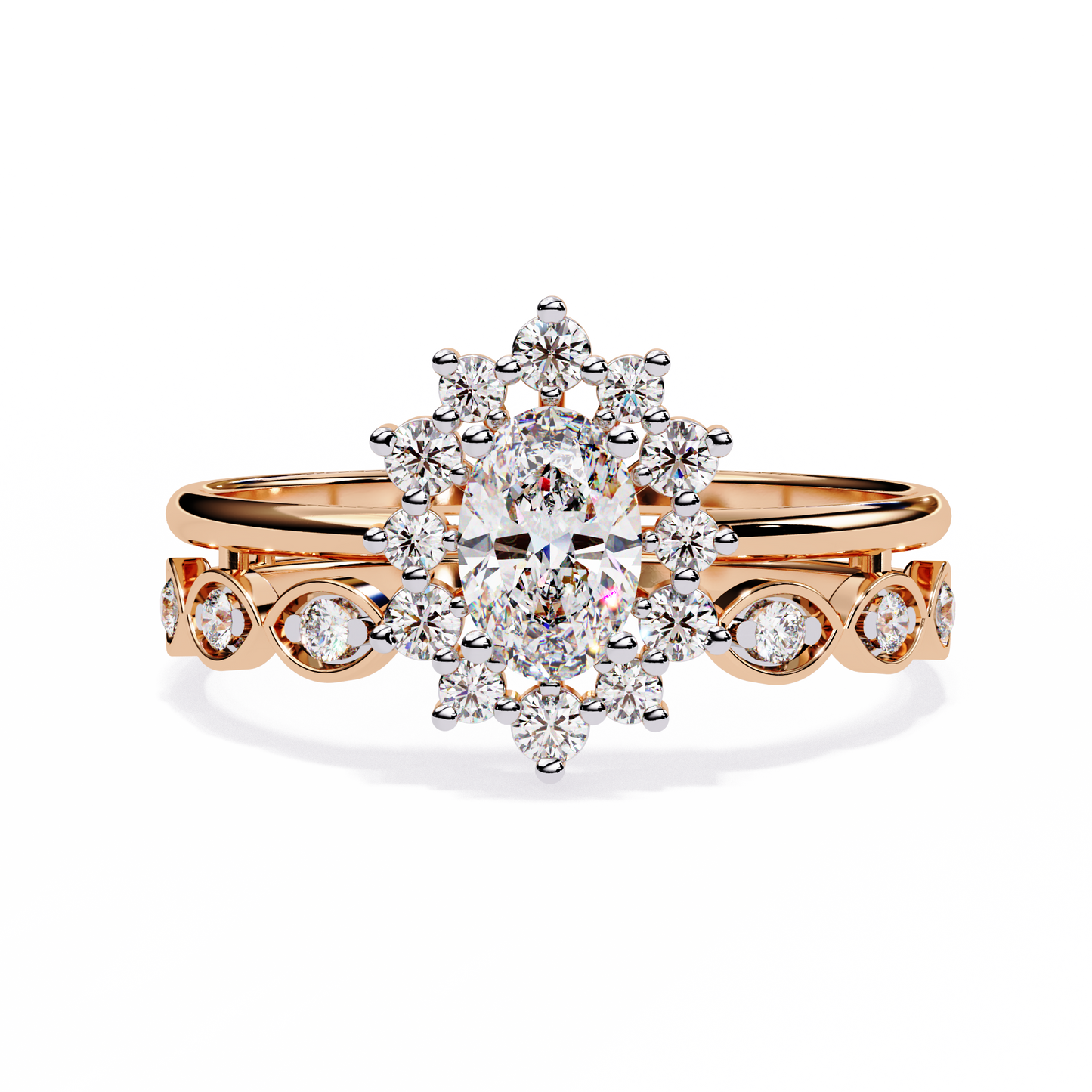 The Victorian Daisy Oval Diamond Ring In Gold - 0.59 Ct