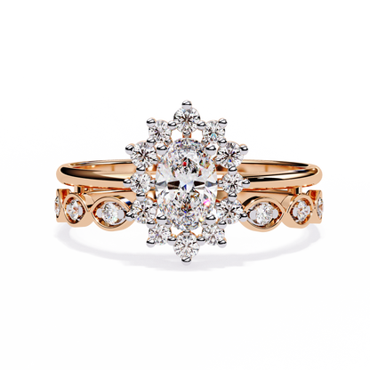 The Victorian Daisy Oval Diamond Ring In Gold - 0.59 Ct