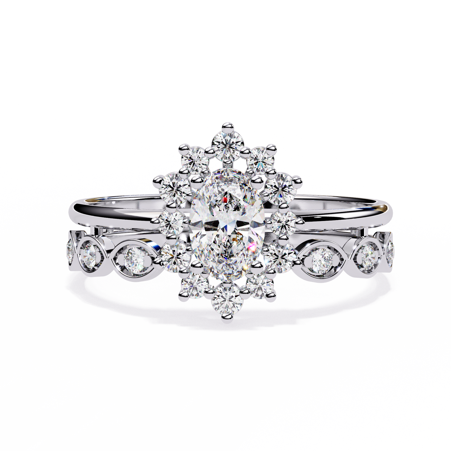 The Victorian Daisy Oval Diamond Ring In Gold - 0.59 Ct