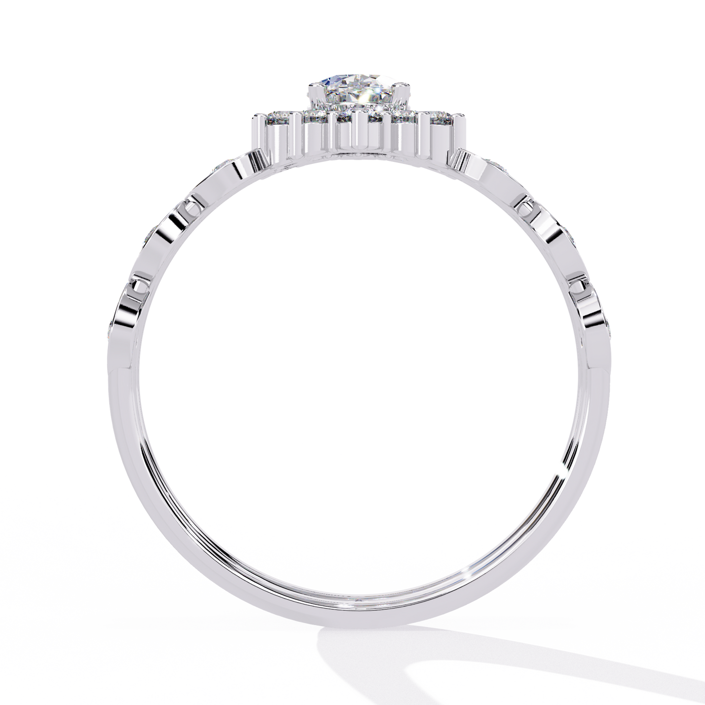The Victorian Daisy Oval Diamond Ring In Gold - 0.59 Ct