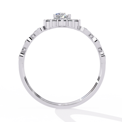 The Victorian Daisy Oval Diamond Ring In Gold - 0.59 Ct
