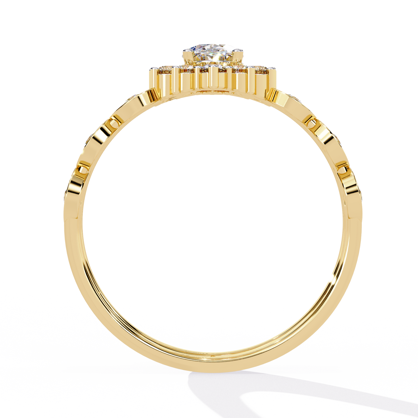 The Victorian Daisy Oval Diamond Ring In Gold - 0.59 Ct