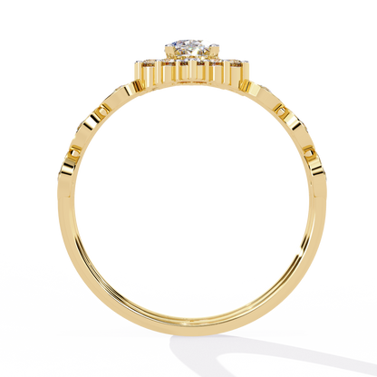 The Victorian Daisy Oval Diamond Ring In Gold - 0.59 Ct