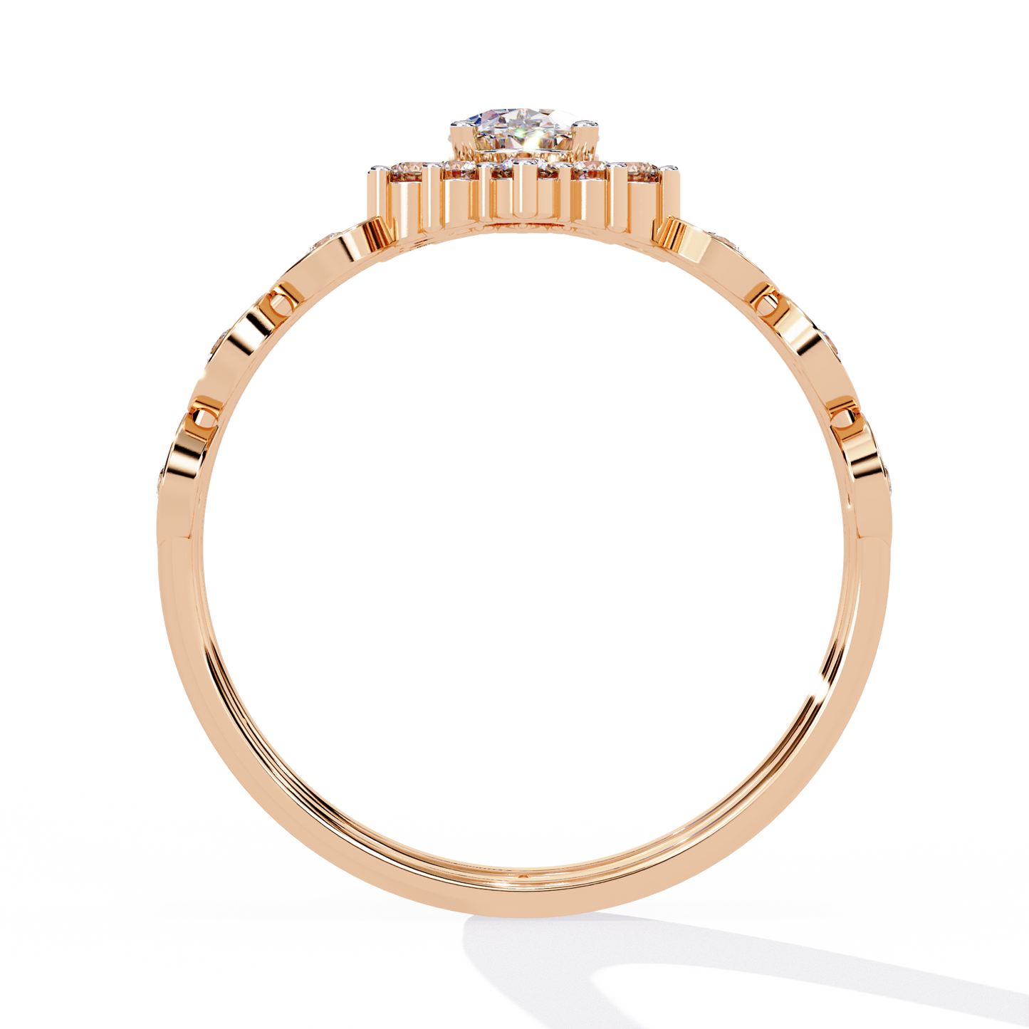 The Victorian Daisy Oval Diamond Ring In Gold - 0.59 Ct