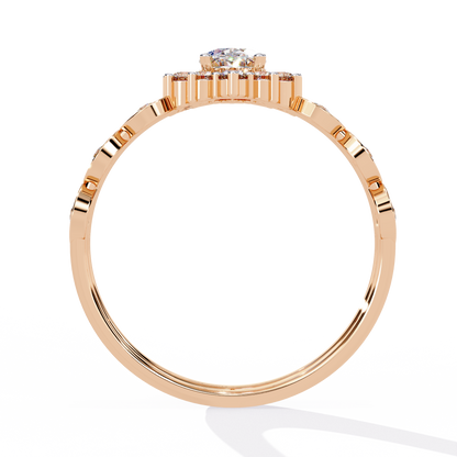 The Victorian Daisy Oval Diamond Ring In Gold - 0.59 Ct