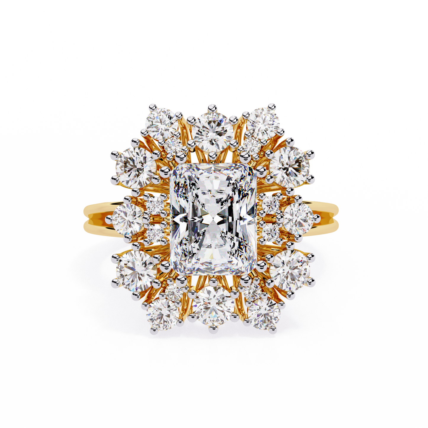 The Regency Bloom Radiant Diamond Ring In Gold - 4.46 Ct
