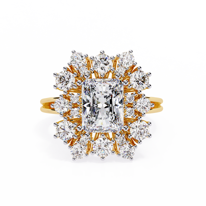 The Regency Bloom Radiant Diamond Ring In Gold - 4.46 Ct