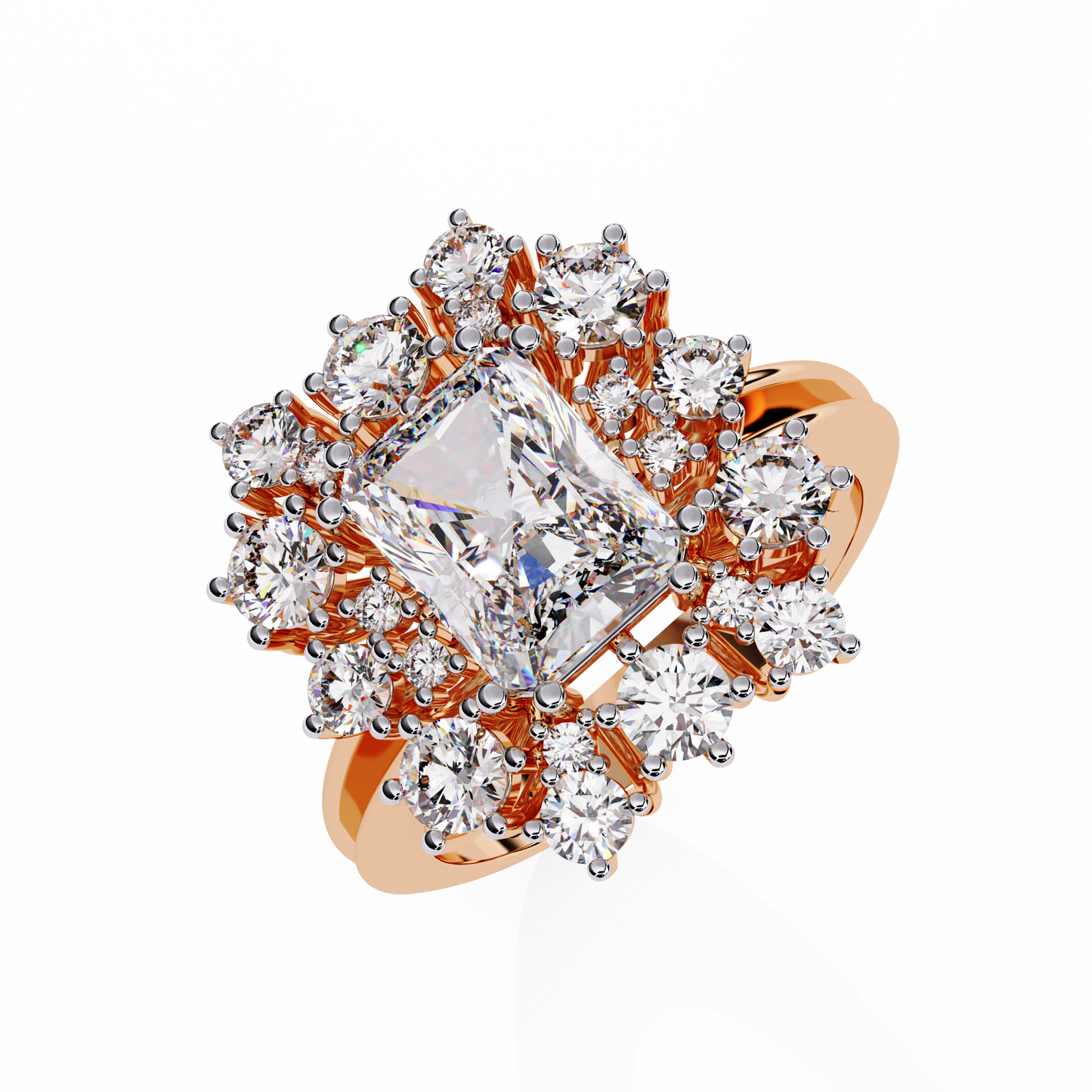 The Regency Bloom Radiant Diamond Ring In Gold - 4.46 Ct
