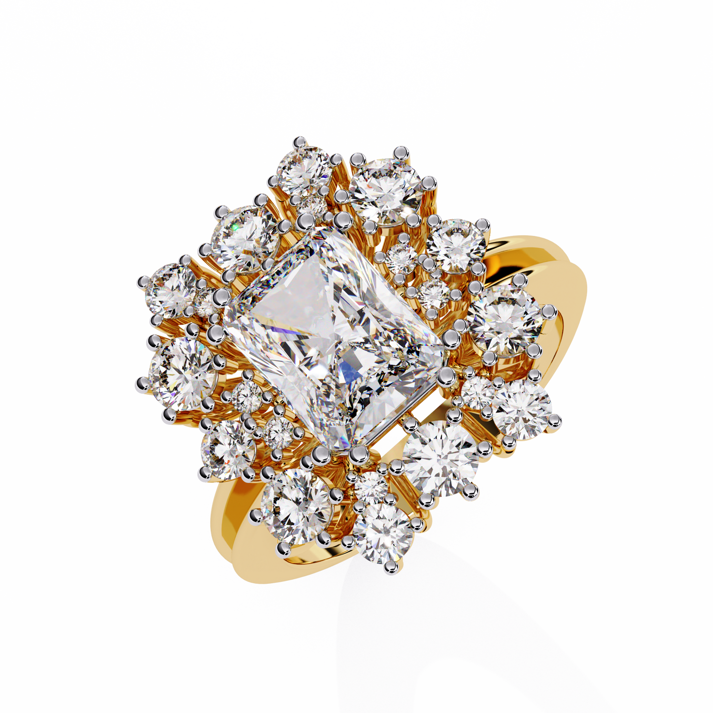 The Regency Bloom Radiant Diamond Ring In Gold - 4.46 Ct