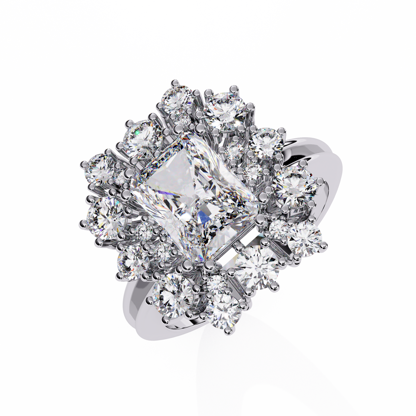 The Regency Bloom Radiant Diamond Ring In Gold - 4.46 Ct