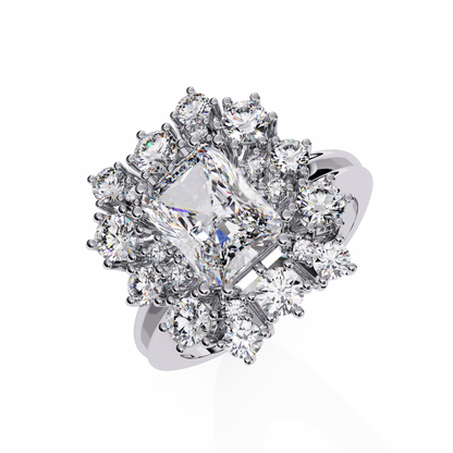 The Regency Bloom Radiant Diamond Ring In Gold - 4.46 Ct
