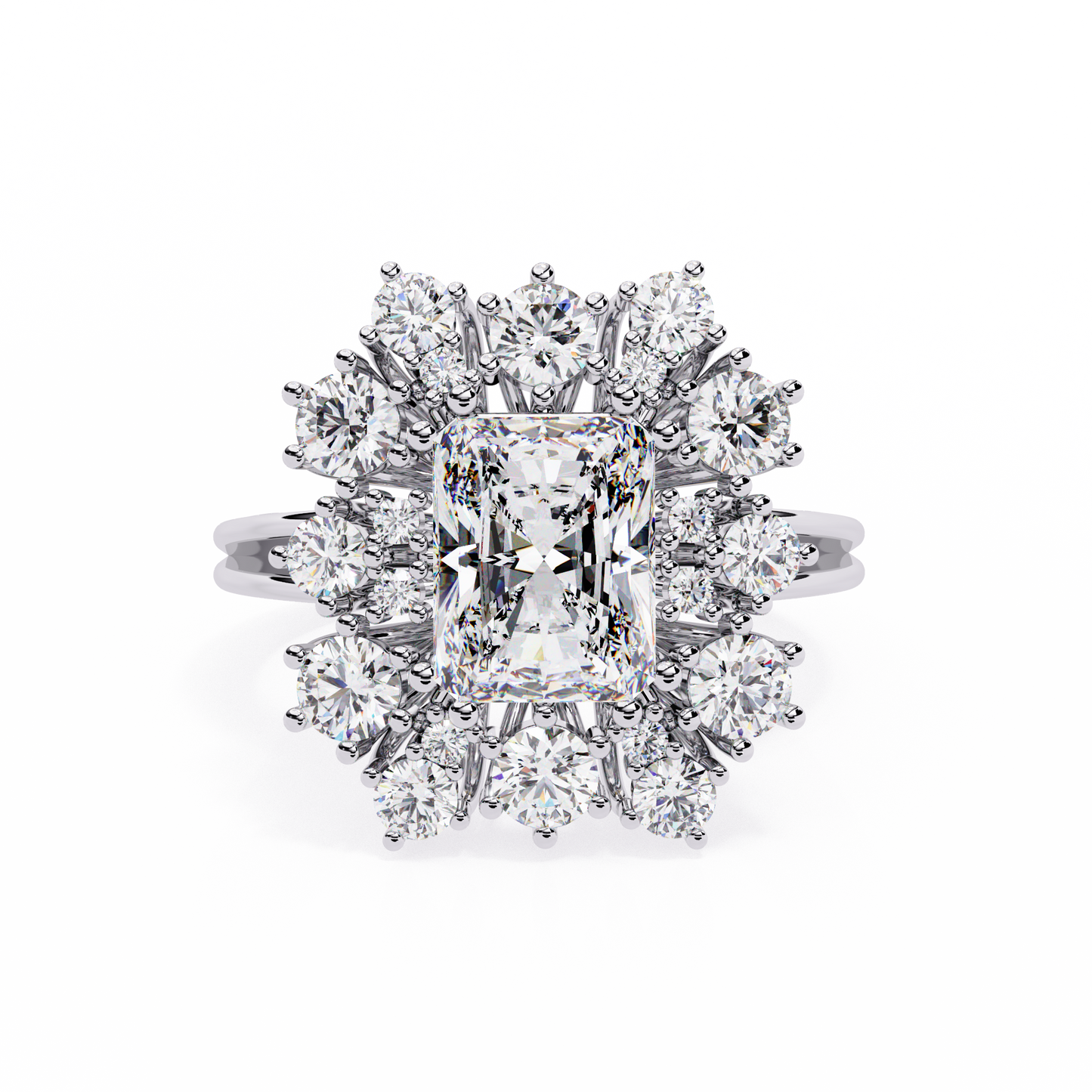 The Regency Bloom Radiant Diamond Ring In Gold - 4.46 Ct