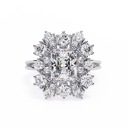 The Regency Bloom Radiant Diamond Ring In Gold - 4.46 Ct
