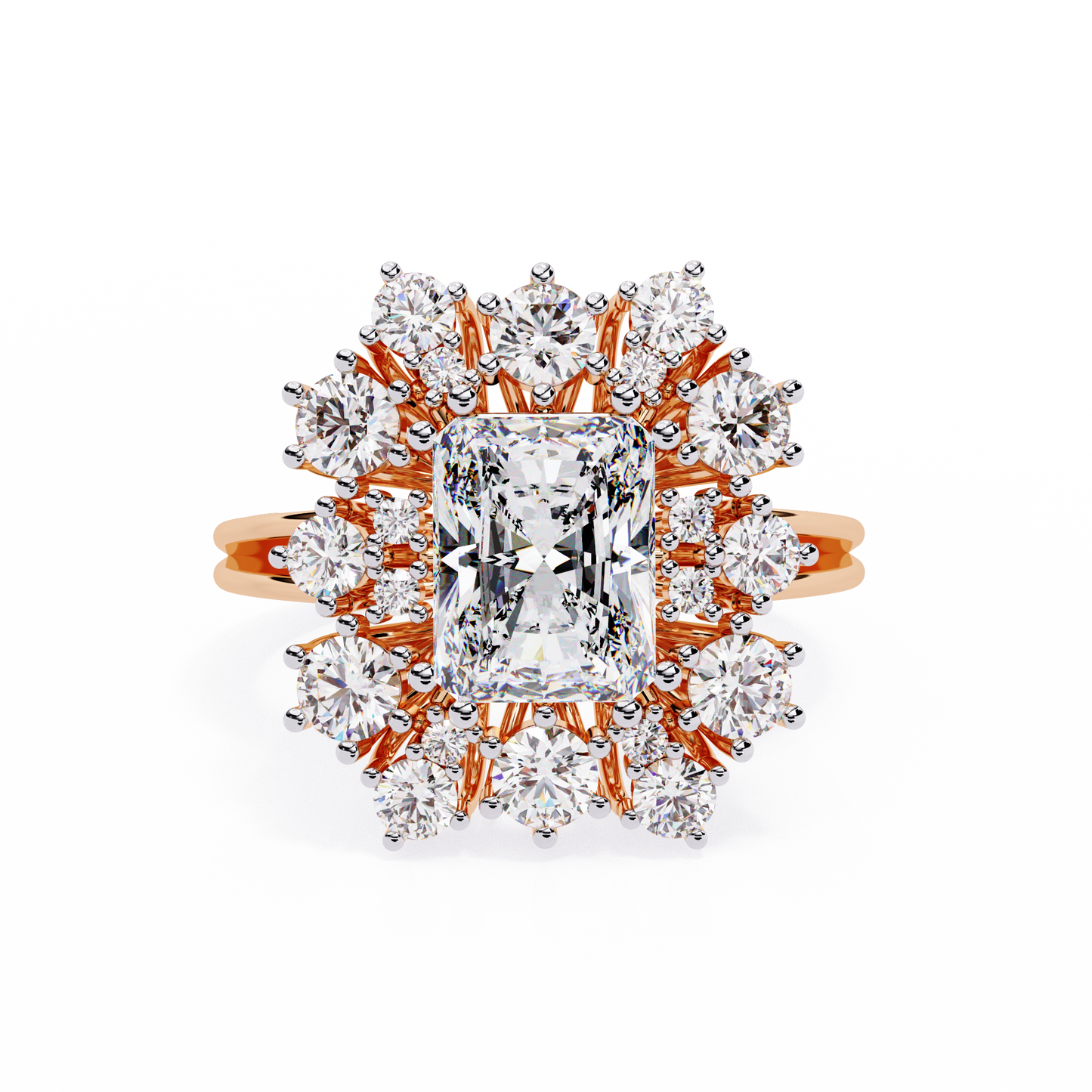 The Regency Bloom Radiant Diamond Ring In Gold - 4.46 Ct