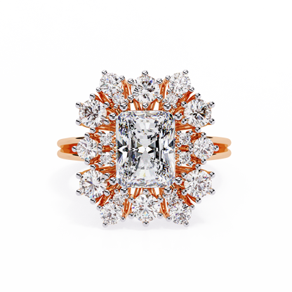 The Regency Bloom Radiant Diamond Ring In Gold - 4.46 Ct