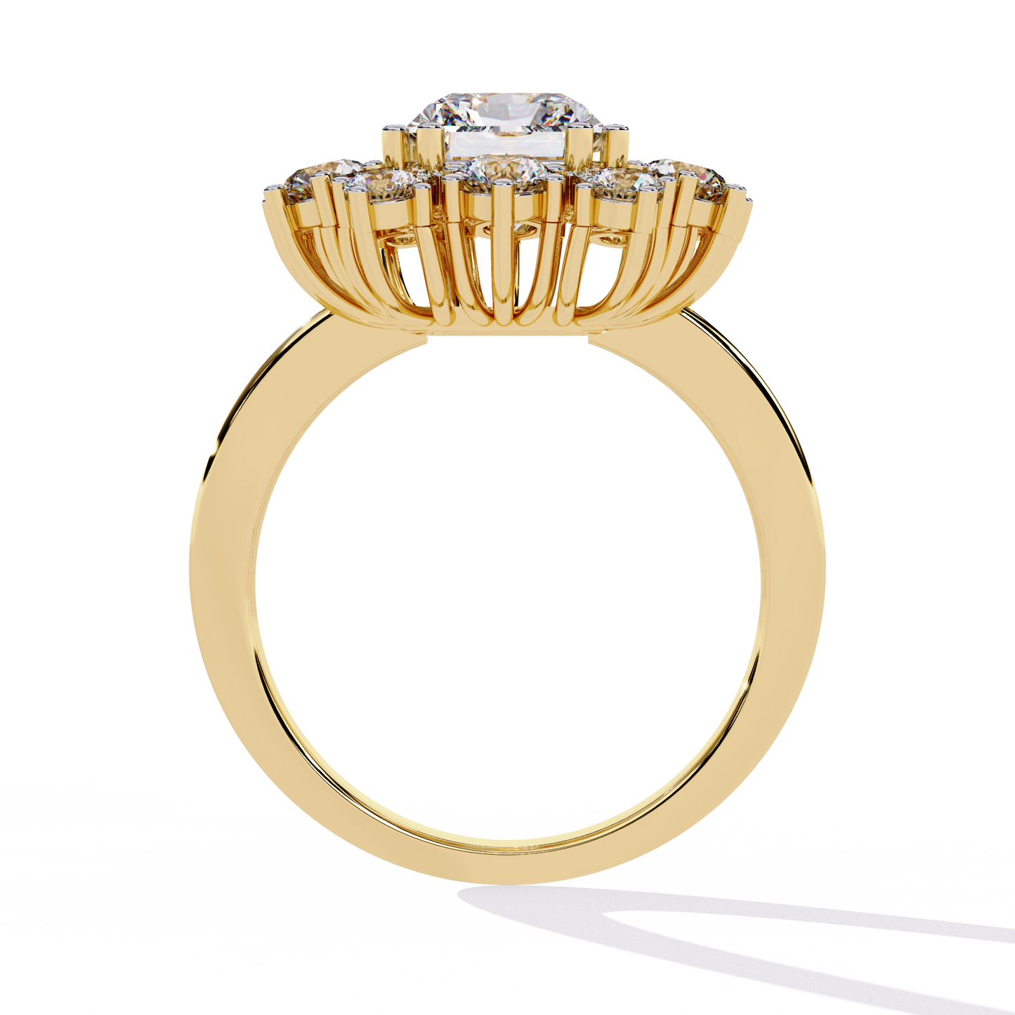 The Regency Bloom Radiant Diamond Ring In Gold - 4.46 Ct