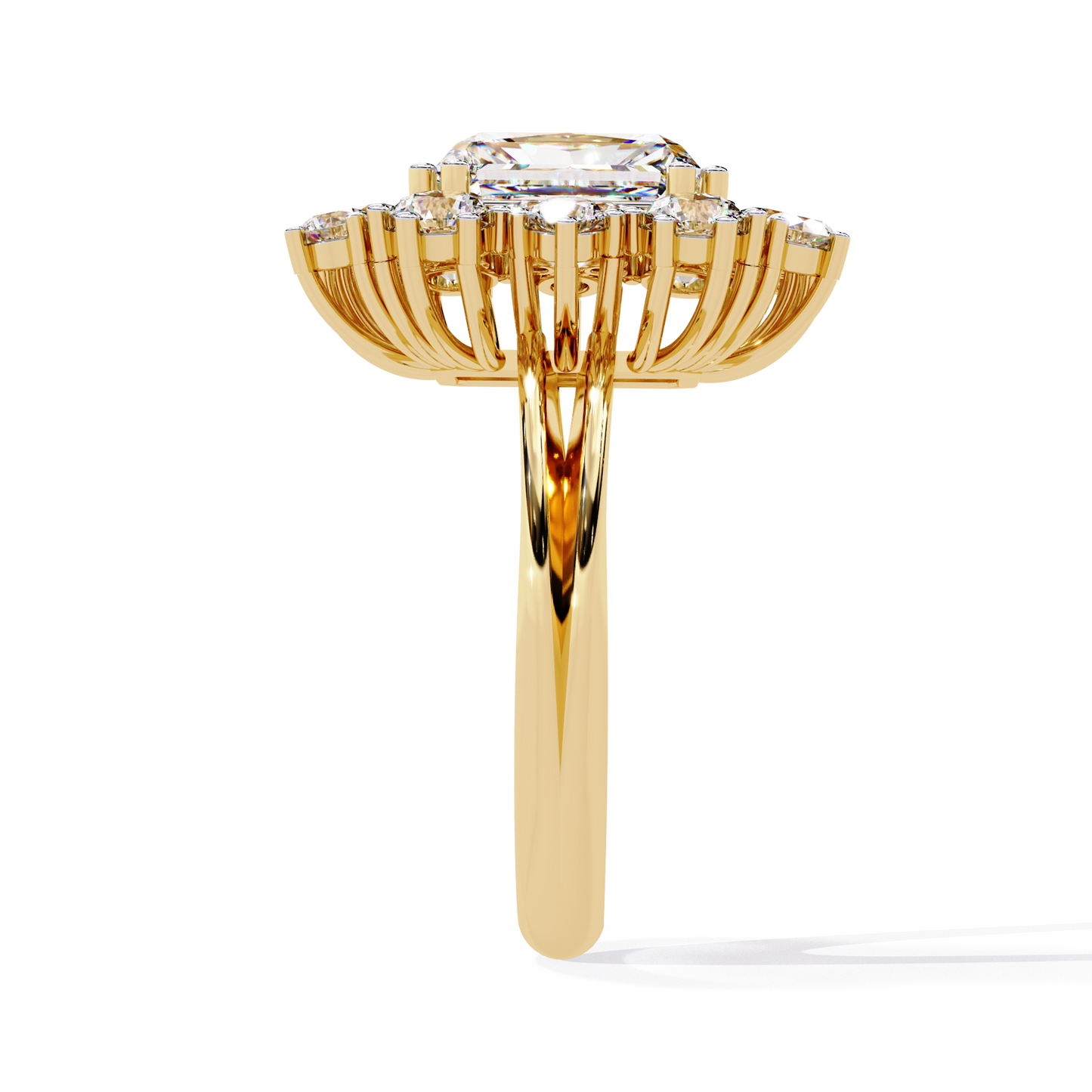 The Regency Bloom Radiant Diamond Ring In Gold - 4.46 Ct