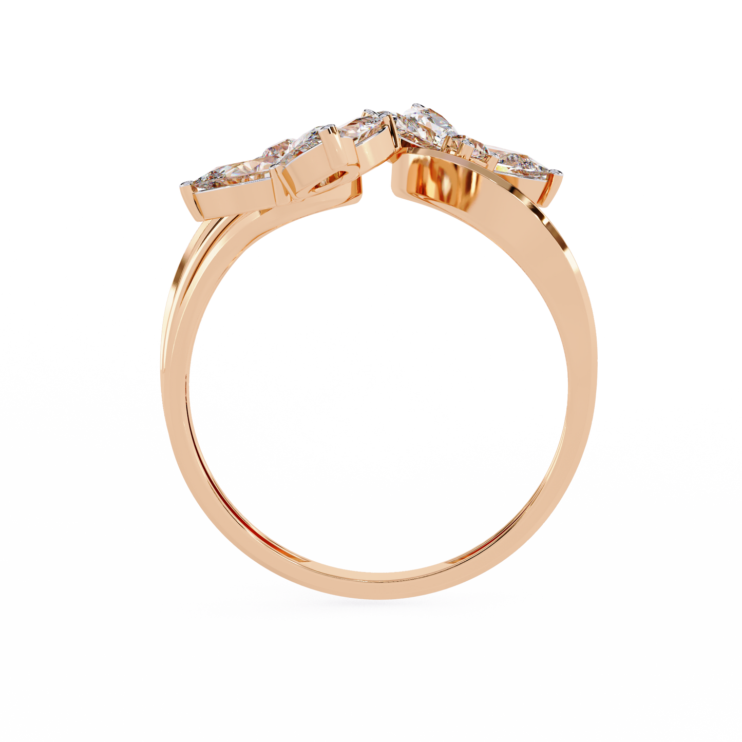 The Trinity Bloom: Pear-Cut Diamond Statement Wrap Ring In Gold - 0.99 Ct