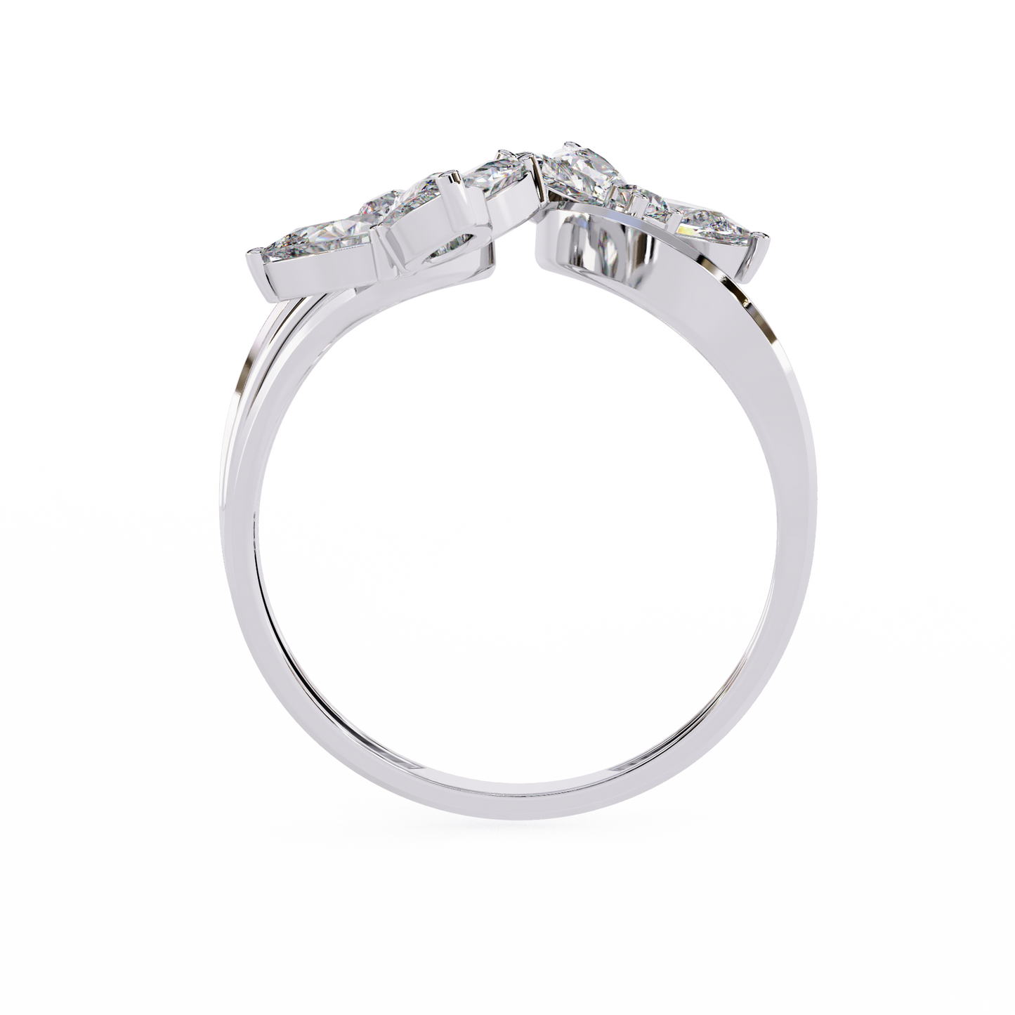 The Trinity Bloom: Pear-Cut Diamond Statement Wrap Ring In Gold - 0.99 Ct