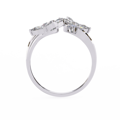 The Trinity Bloom: Pear-Cut Diamond Statement Wrap Ring In Gold - 0.99 Ct