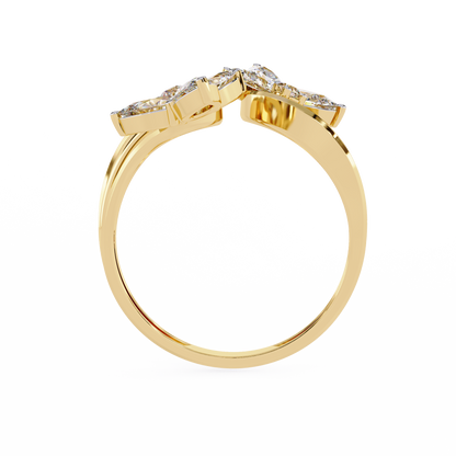 The Trinity Bloom: Pear-Cut Diamond Statement Wrap Ring In Gold - 0.99 Ct