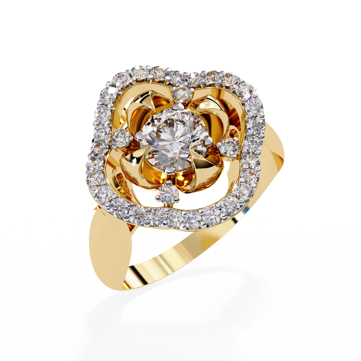 Lyrical Bloom Diamond Cocktail Ring In Gold - 0.81 Ct