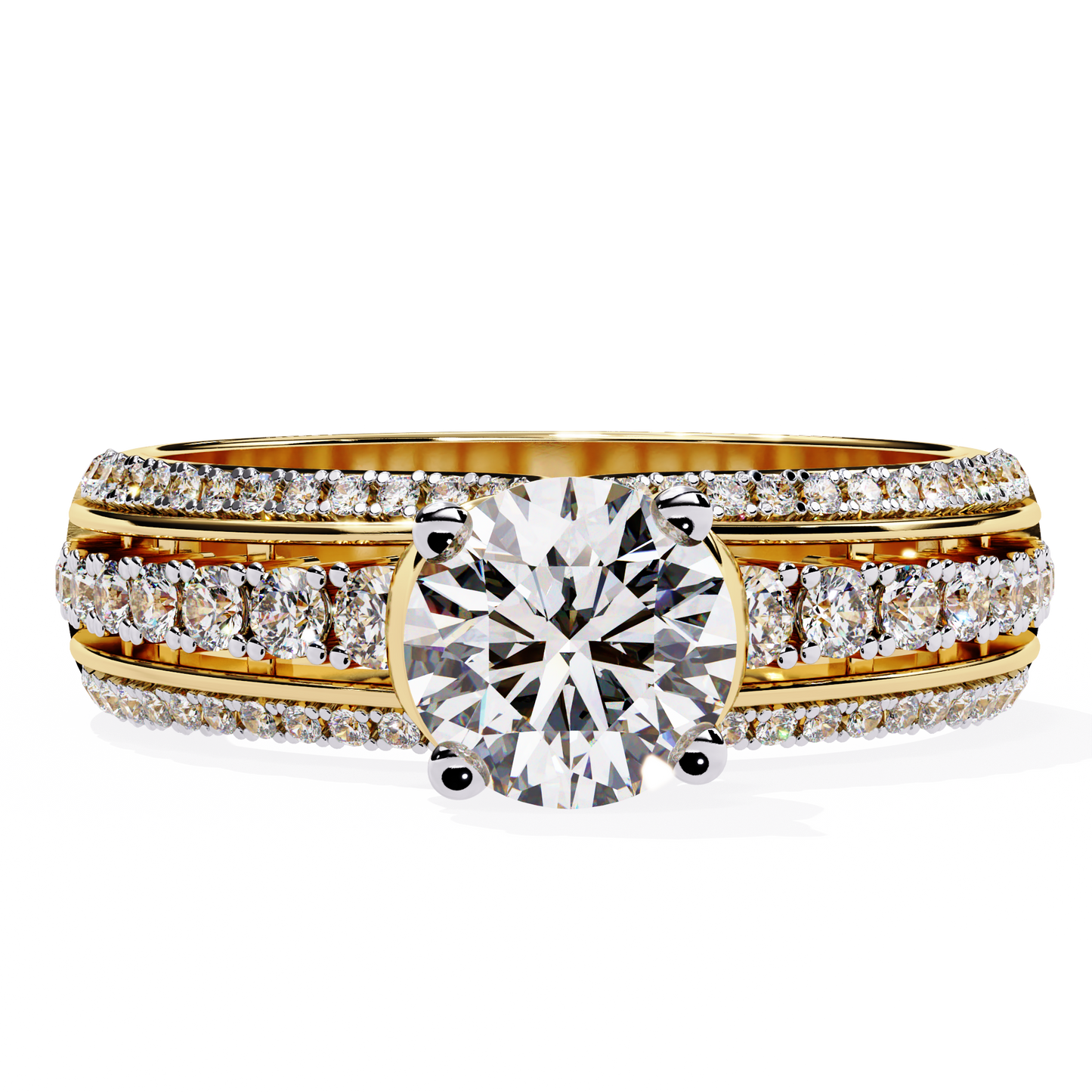 The Grand Radiance Diamond Statement Ring In Gold - 1.23 Ct