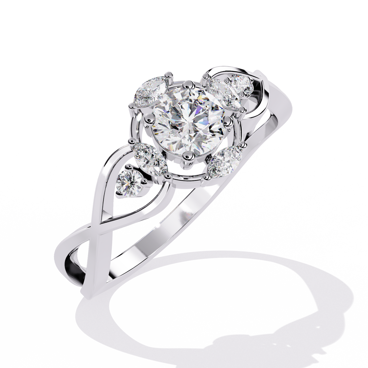 The "Infinity Blossom" Round Diamond Solitaire Ring In Gold - 0.46 Ct