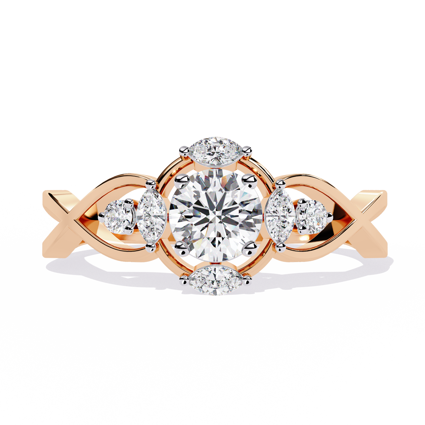 The "Infinity Blossom" Round Diamond Solitaire Ring In Gold - 0.46 Ct