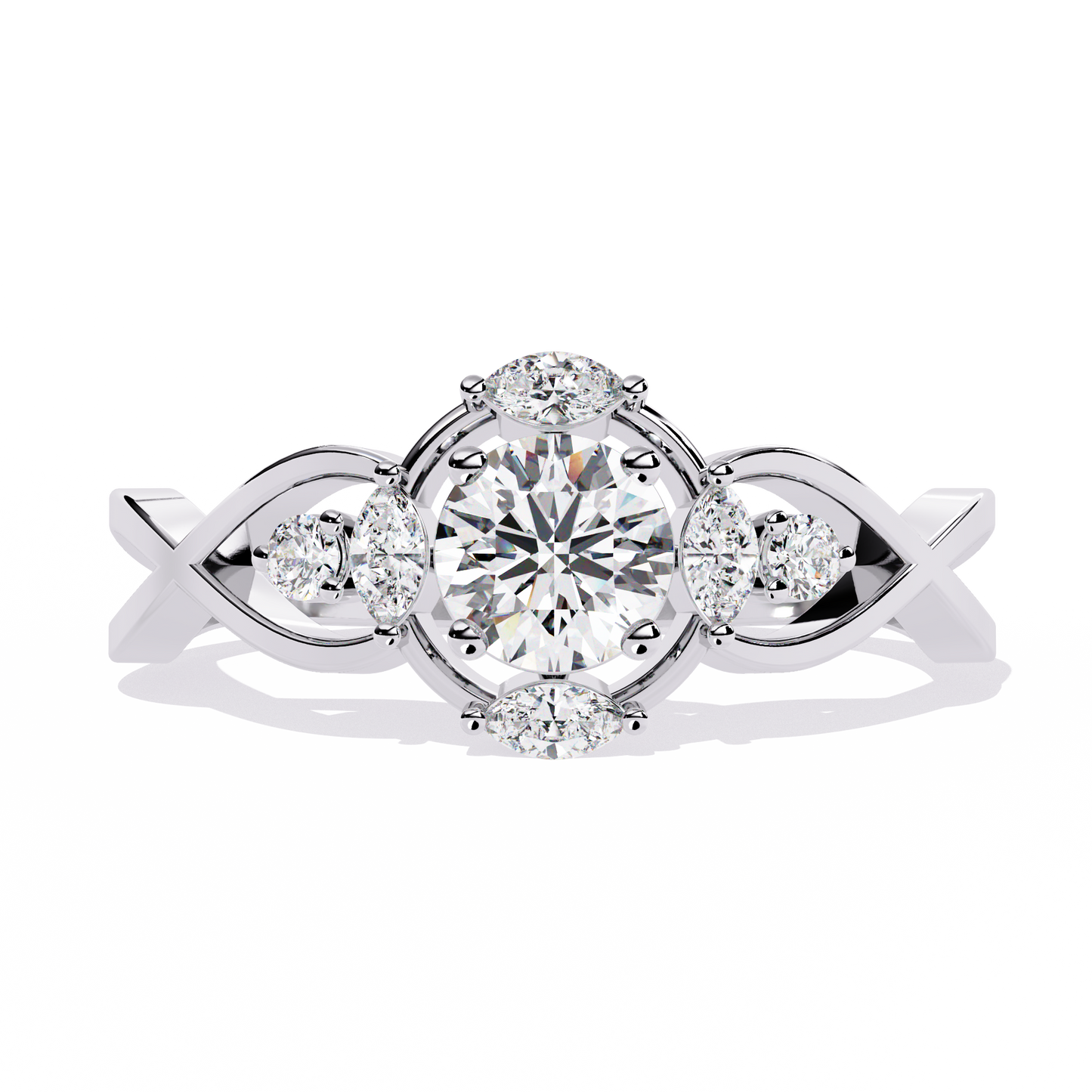 The "Infinity Blossom" Round Diamond Solitaire Ring In Gold - 0.46 Ct