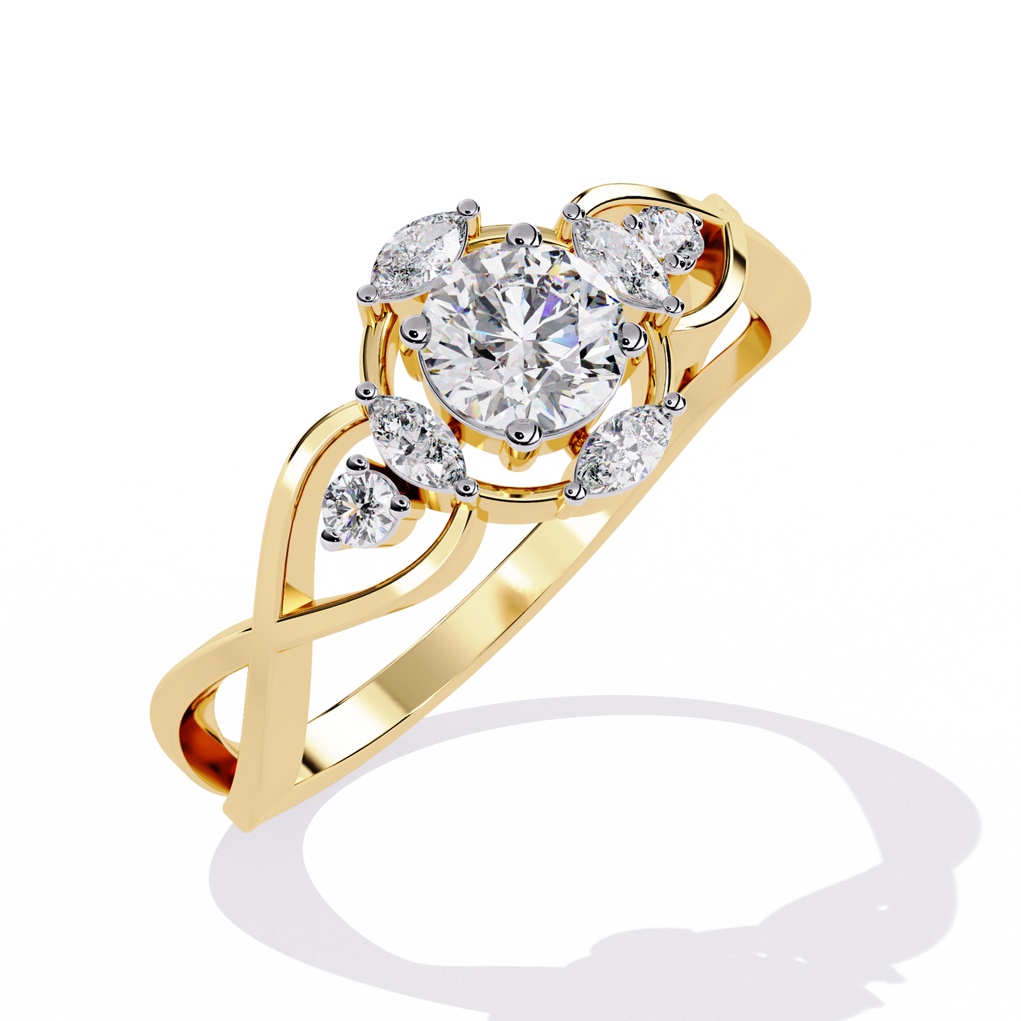 The "Infinity Blossom" Round Diamond Solitaire Ring In Gold - 0.46 Ct