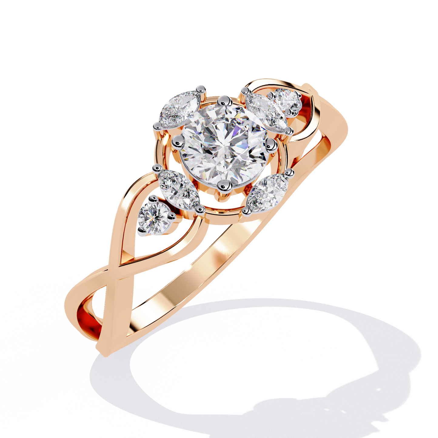 The "Infinity Blossom" Round Diamond Solitaire Ring In Gold - 0.46 Ct