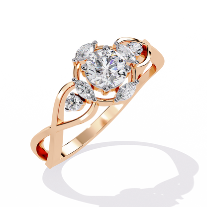 The "Infinity Blossom" Round Diamond Solitaire Ring In Gold - 0.46 Ct