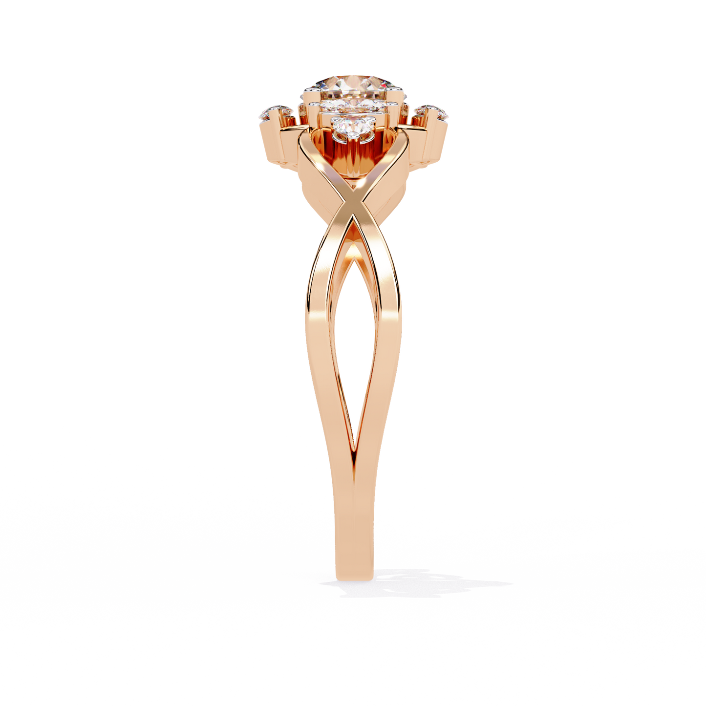 The "Infinity Blossom" Round Diamond Solitaire Ring In Gold - 0.46 Ct