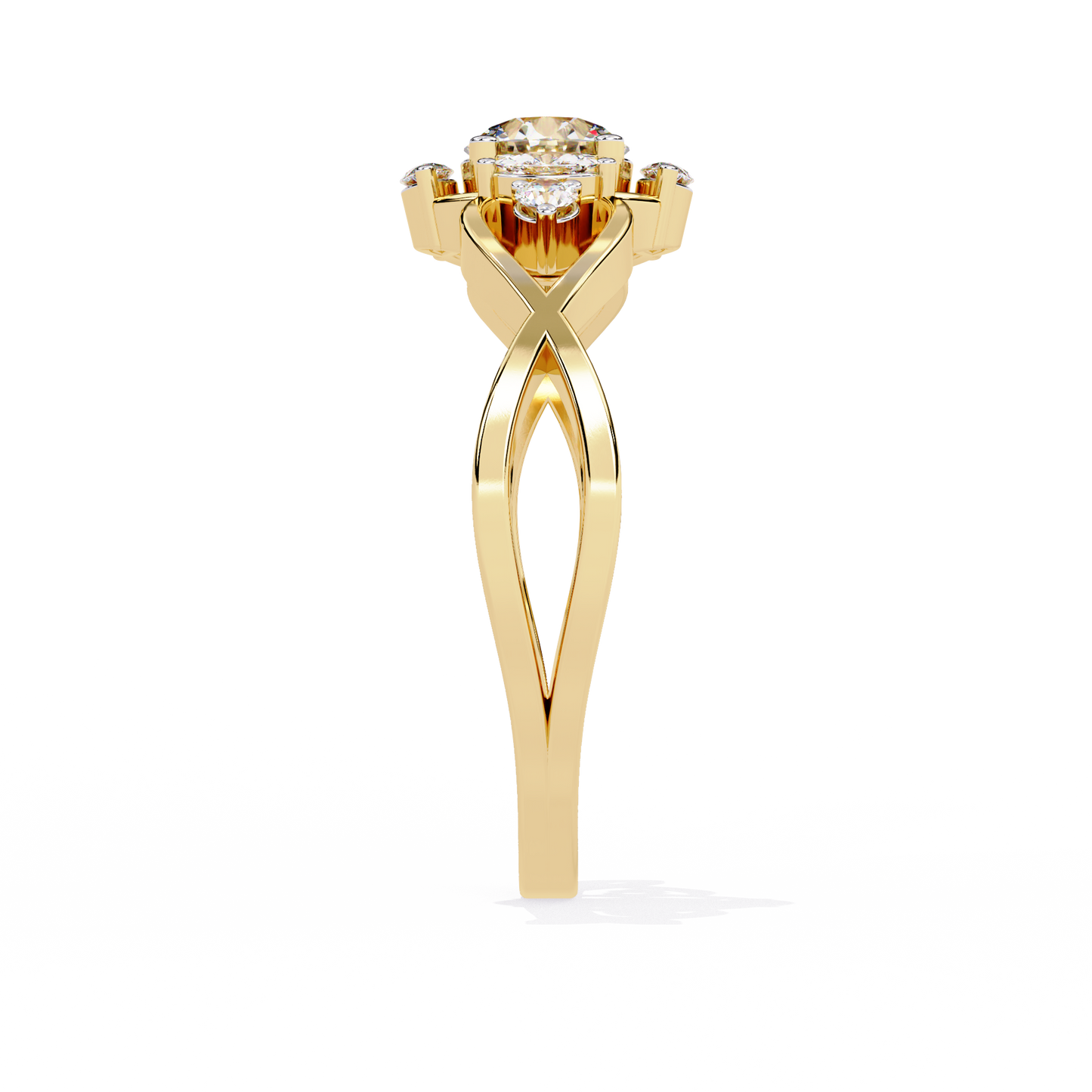 The "Infinity Blossom" Round Diamond Solitaire Ring In Gold - 0.46 Ct