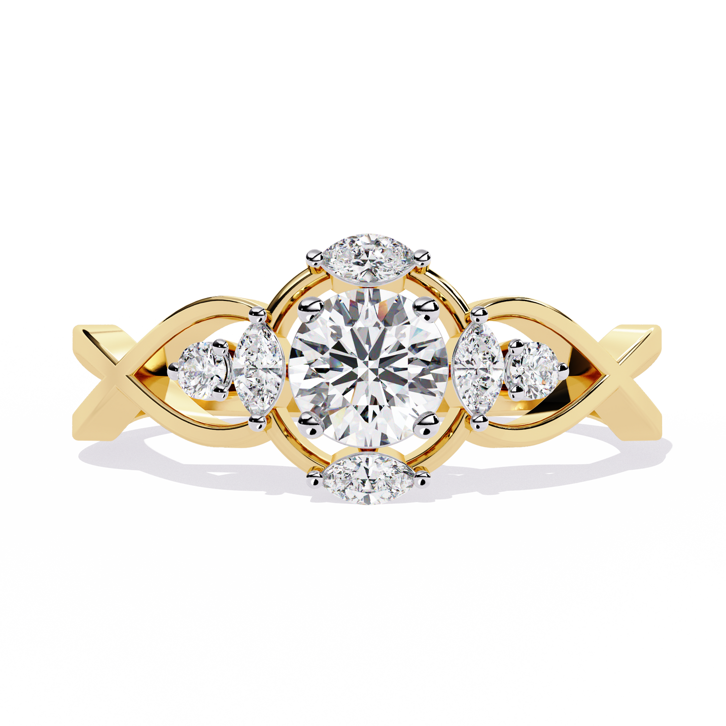 The "Infinity Blossom" Round Diamond Solitaire Ring In Gold - 0.46 Ct