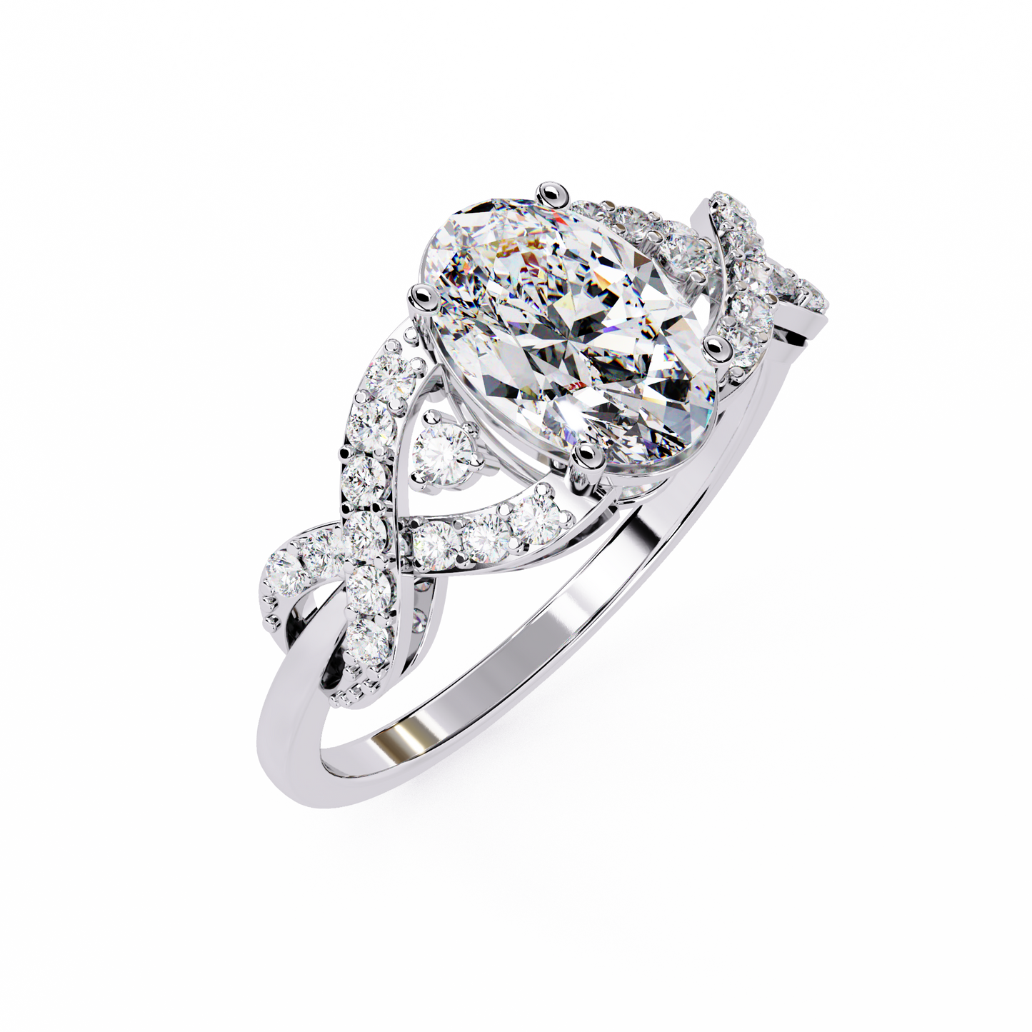 "Celestial Embrace" Oval Diamond Engagement Ring In Gold - 1.80 Ct