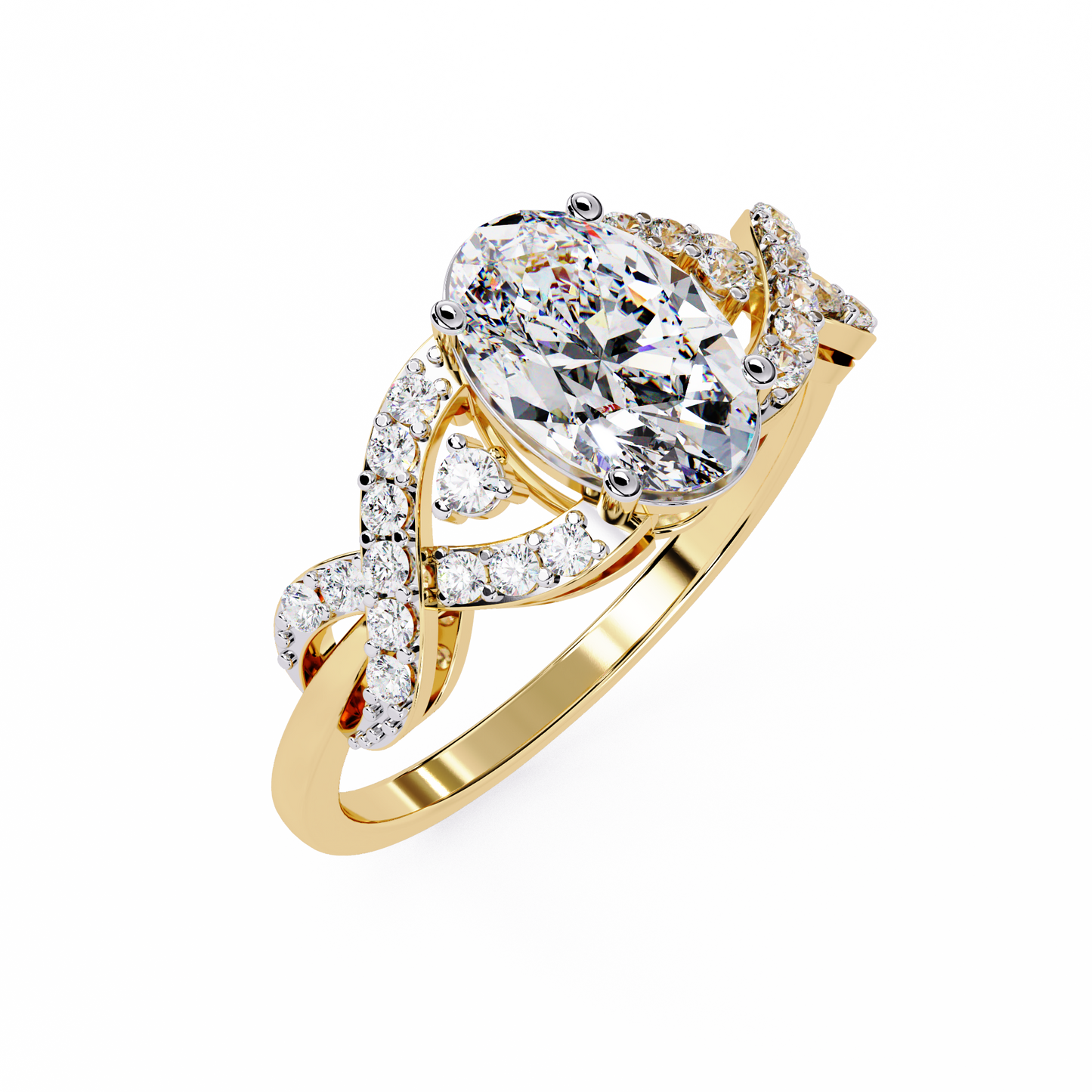 "Celestial Embrace" Oval Diamond Engagement Ring In Gold - 1.80 Ct