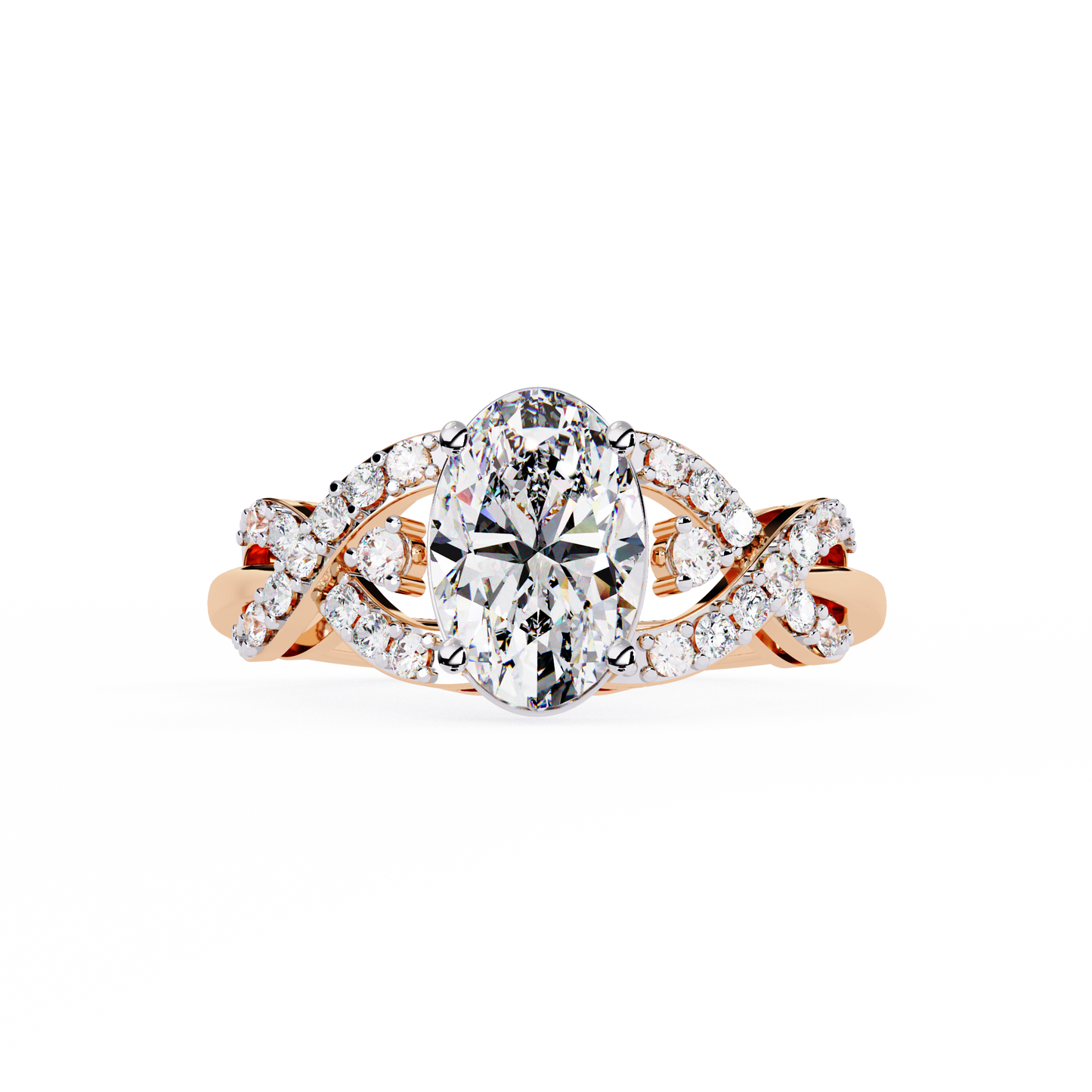 "Celestial Embrace" Oval Diamond Engagement Ring In Gold - 1.80 Ct