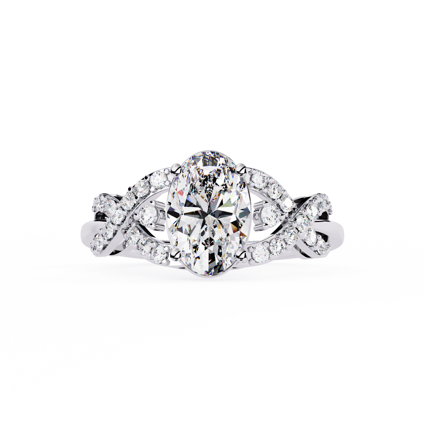 "Celestial Embrace" Oval Diamond Engagement Ring In Gold - 1.80 Ct