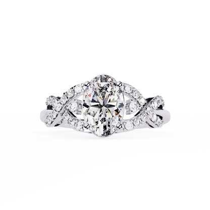 "Celestial Embrace" Oval Diamond Engagement Ring In Gold - 1.80 Ct