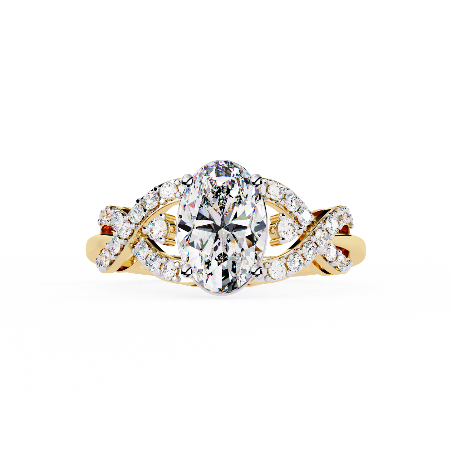 "Celestial Embrace" Oval Diamond Engagement Ring In Gold - 1.80 Ct